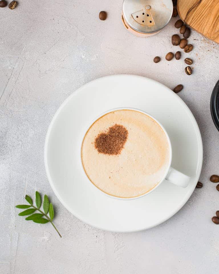 Round White Ceramic Saucer And Coffee Cup