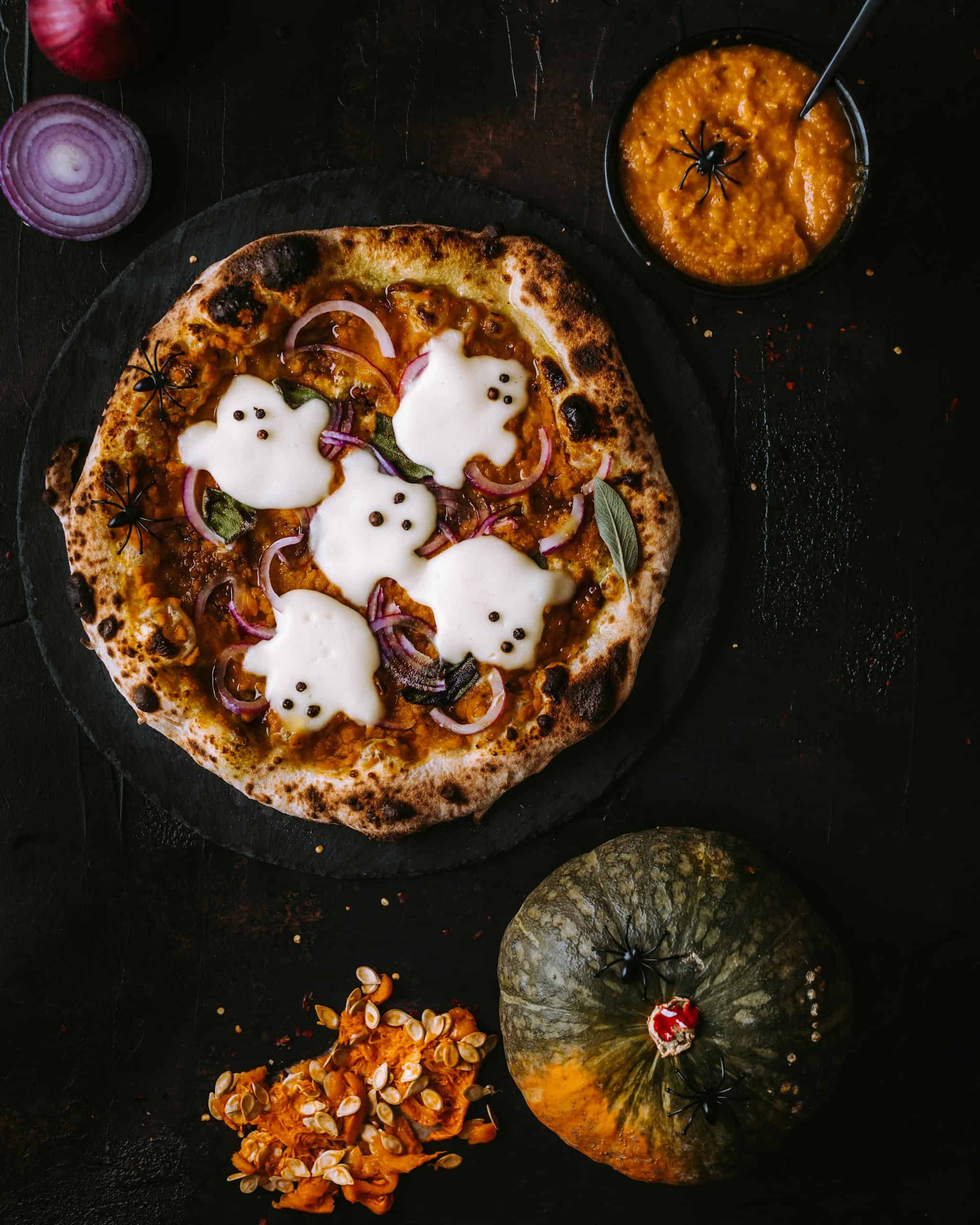 Pizza Decorated for Halloween